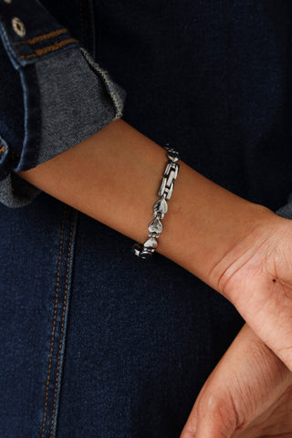 Diamante Heart Strap Watch - Silver