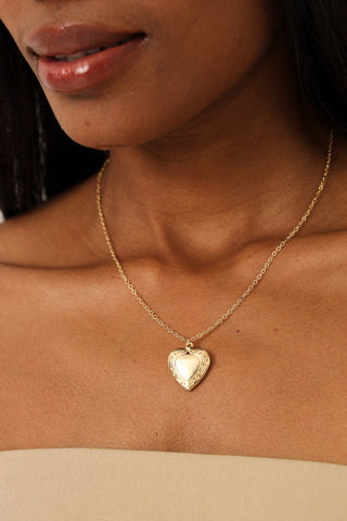 Heart Locket Necklace - Gold