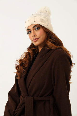 Gem Pom Pom Beanie - Cream