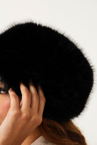 Faux Fur Hat- Black