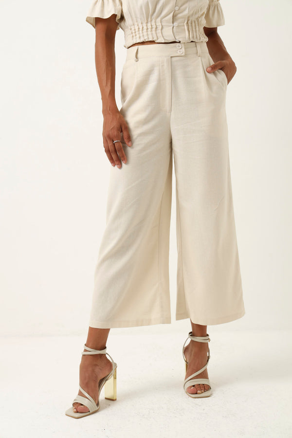 Culotte Linen Look Pant - Stone – LEGiT