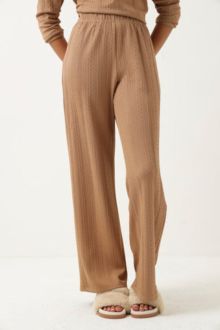 Wide leg Cable Knit Pant - Stone