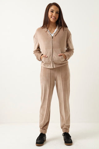 Velour Jogger - Taupe