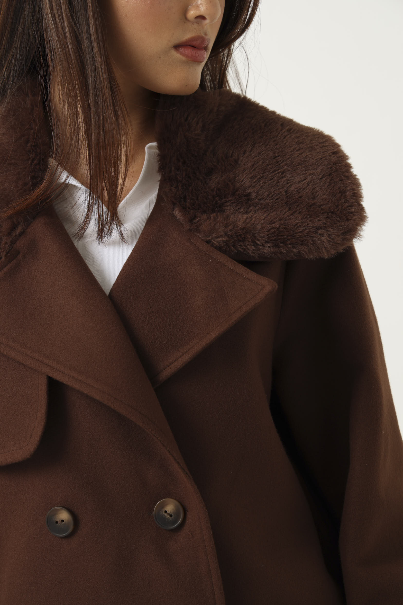 Fur Collar Melton Jacket - Brown – LEGiT