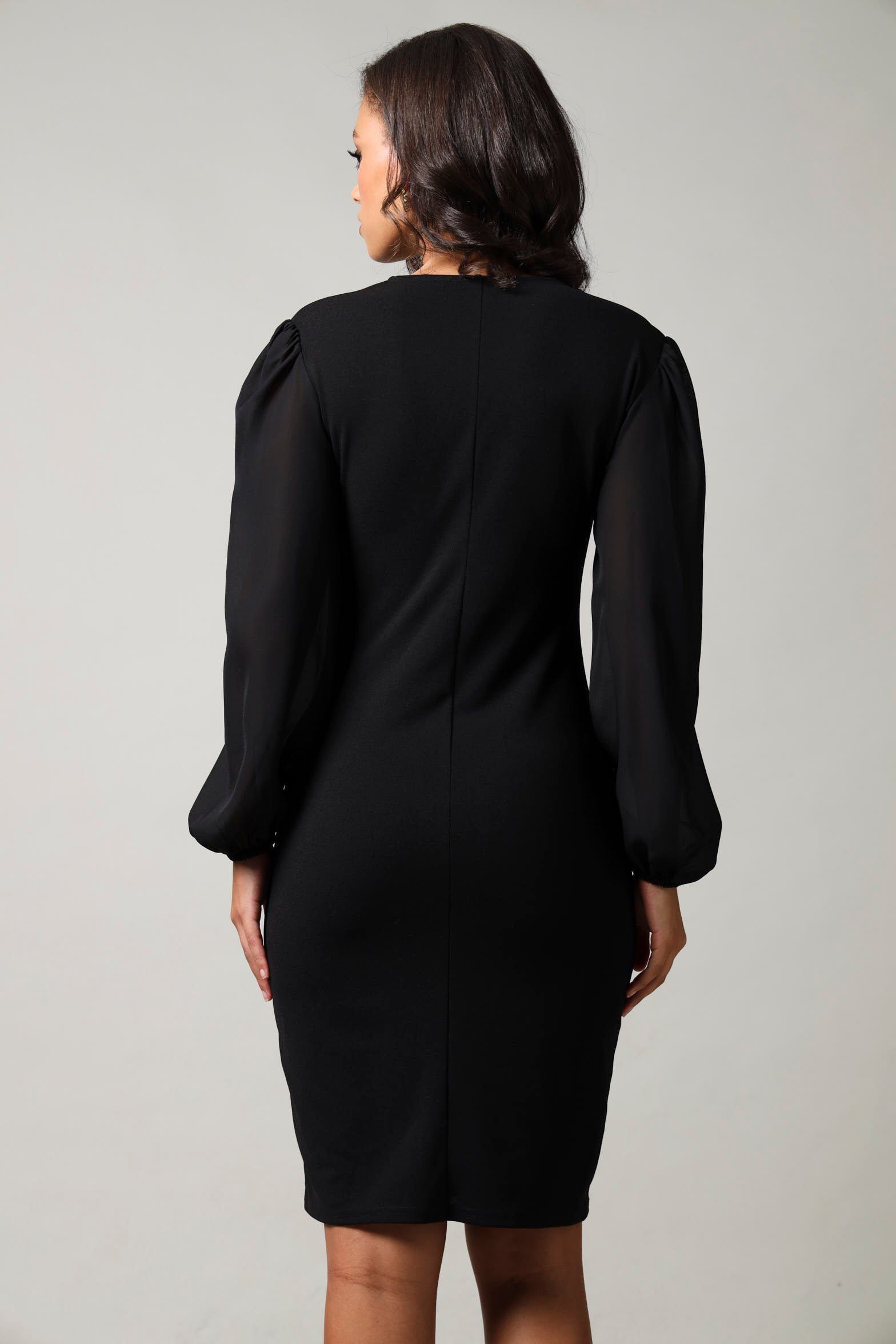 Long Sleeve Chiffon Combo Dress