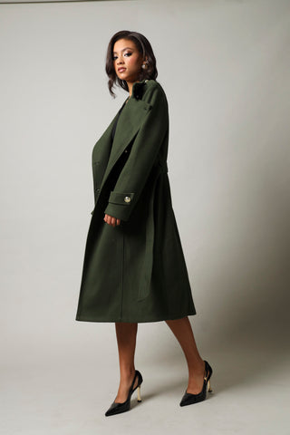 Long Sleeve Military Melton Coat - Fatigue