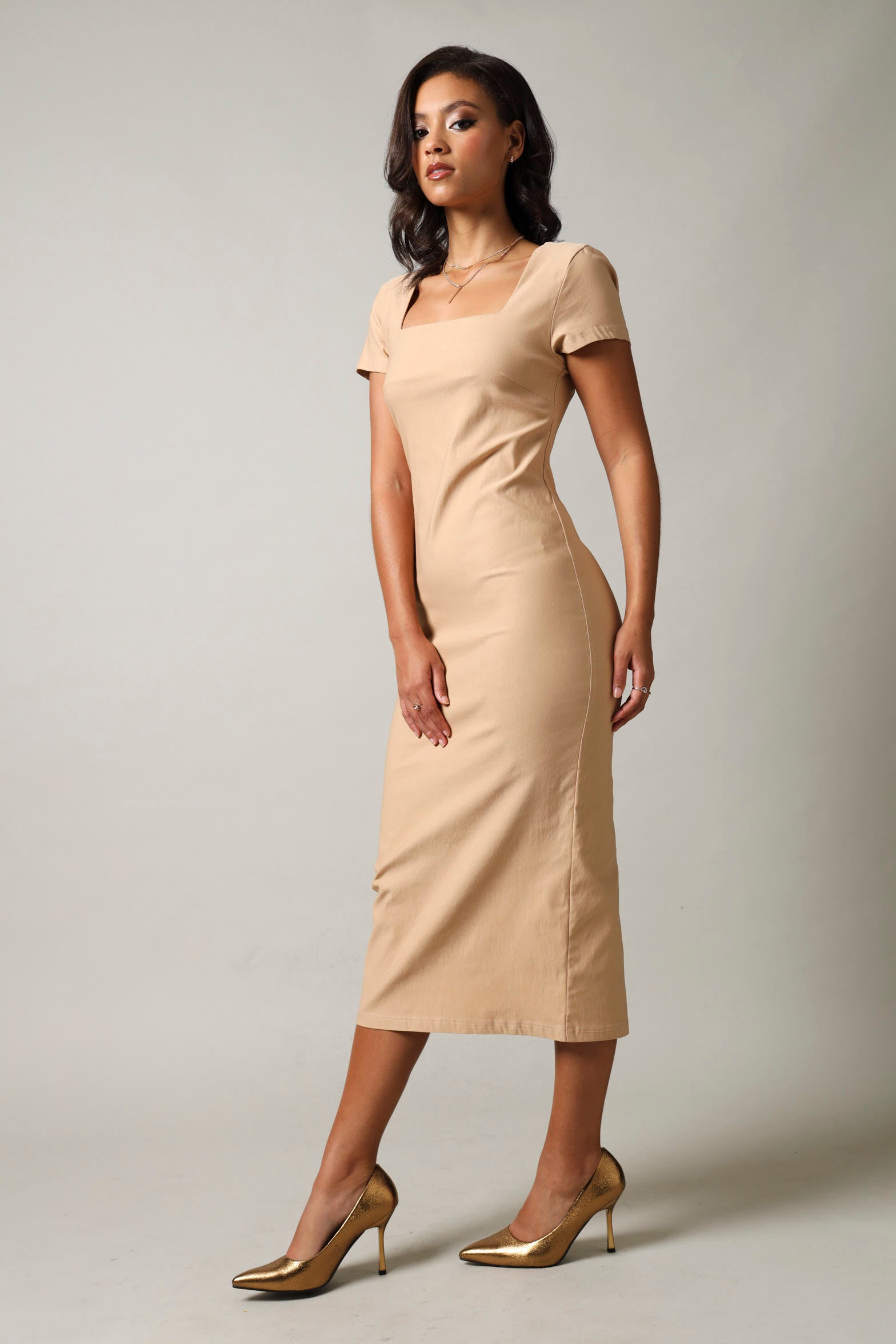 knee length dresses for ladies Short Sleeve Bodycon Dress