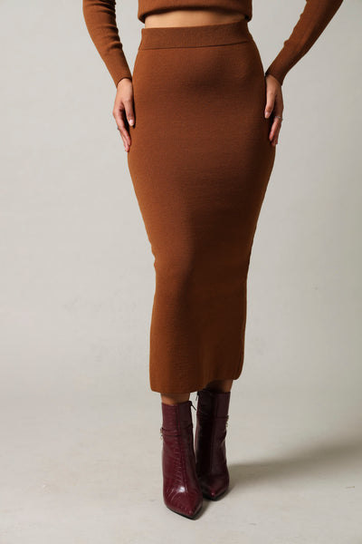 Knitwear Bodycon Skirt - Caramel – LEGiT