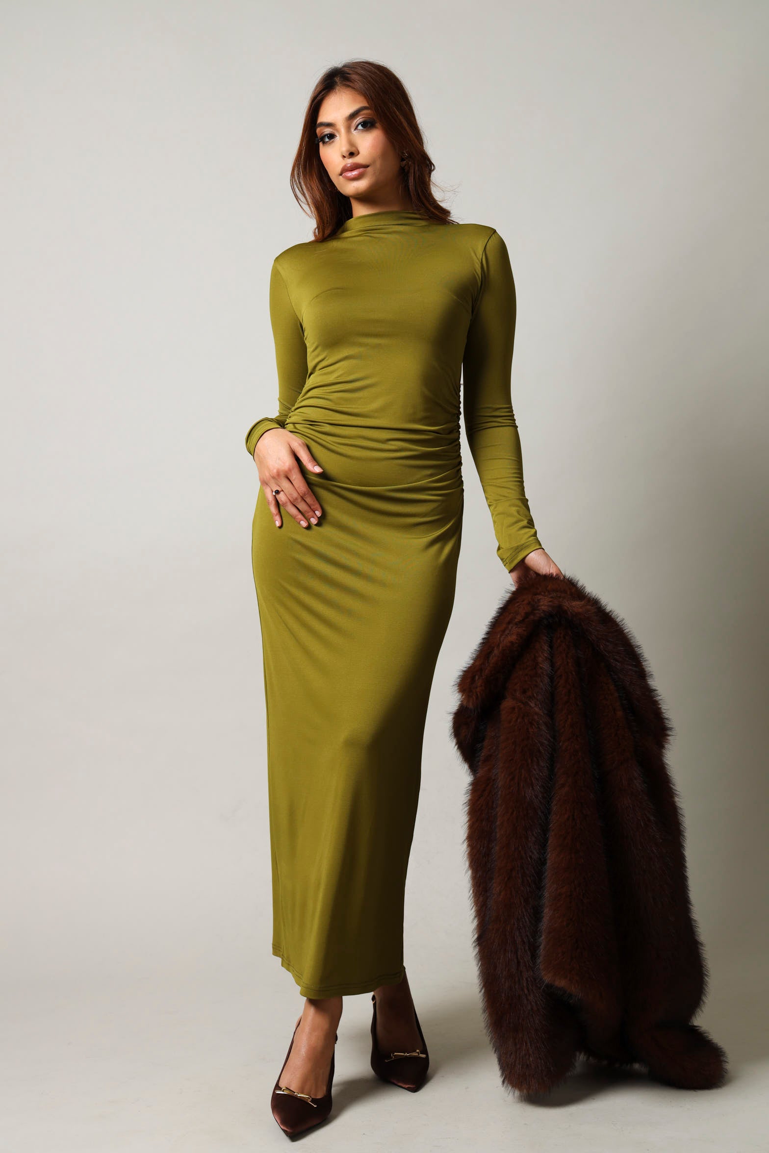 Long Sleeve Slinky Bodycon Dress - Dark Green LEGiT Long Sleeve Slinky Bodycon Dress - Dark Green LEGiT