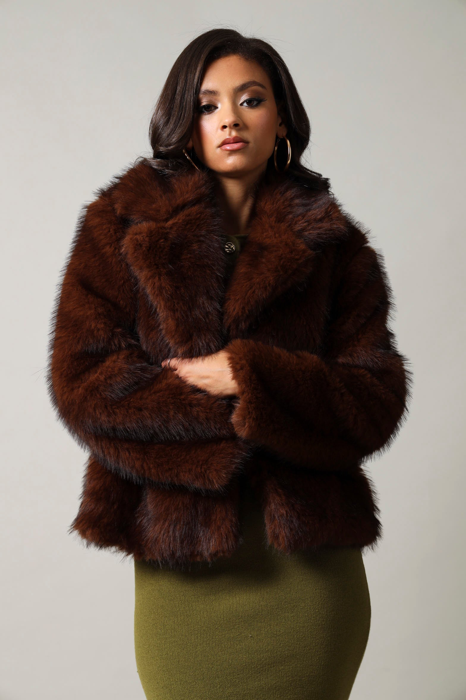 ジャケット・アウター The barnnet Rove Hairy LongFur Jacket Long Sleeve Fur Longer Length Jacket - Brown – LEGiT