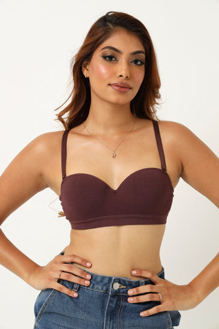 Seamless Balconette Bra - Brown