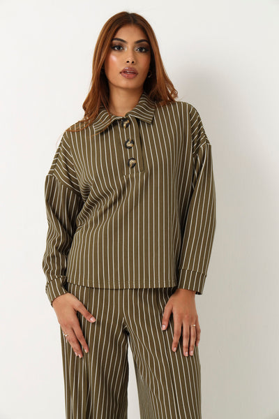 Large Placket Stripe Pullover - Fatigue – LEGiT