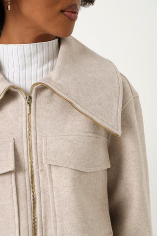 Double Pocket Melton Coat - Beige