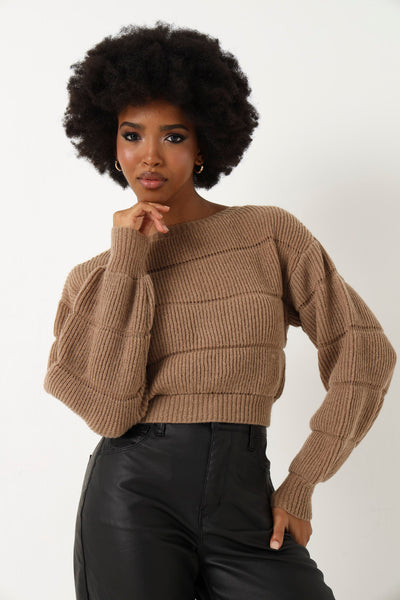 Self Stripe Cable Knitwear Pullover - Taupe – LEGiT
