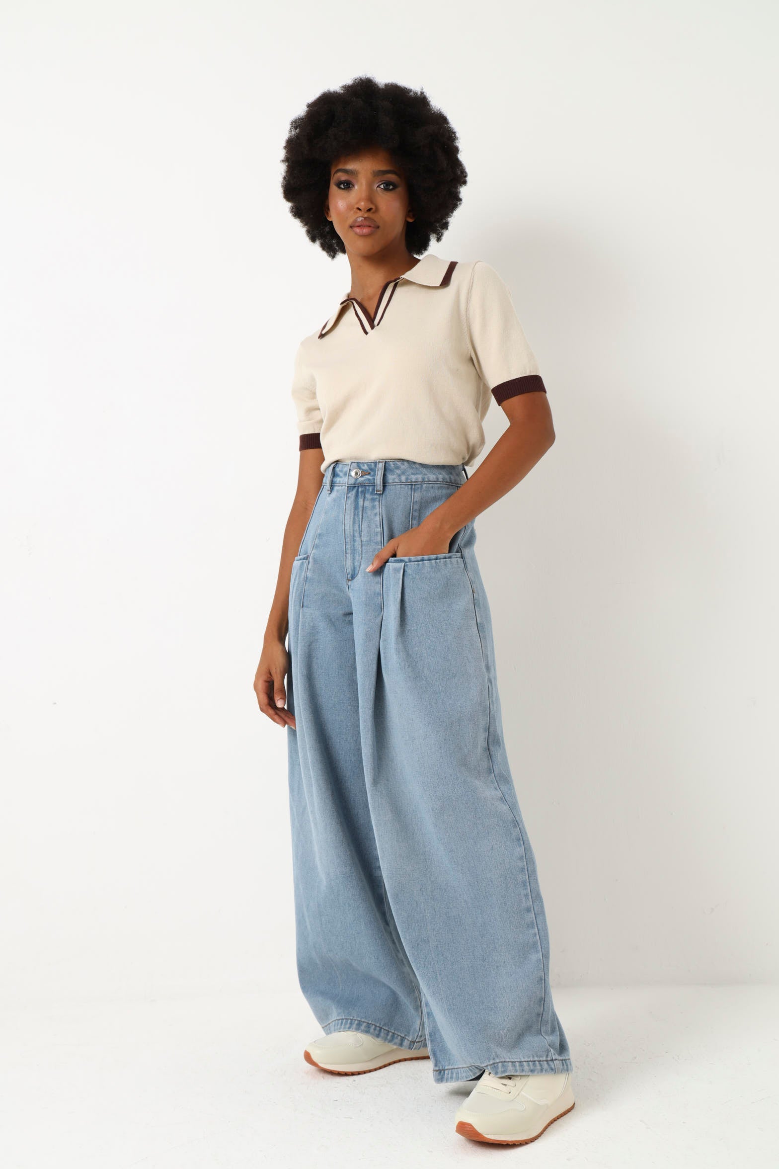 Exaggerated Pleat Pocket Wide Leg Jean - Stonewash – LEGiT