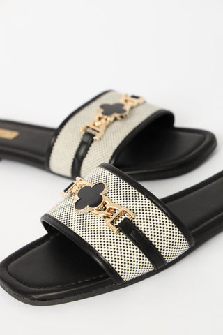 One Strap Monogram Sandal - Black