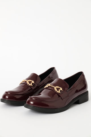 Heart Trim Patent Loafer  - Wine