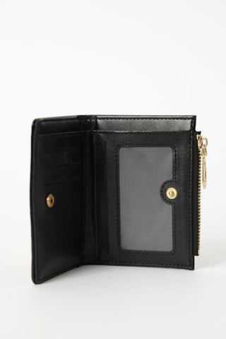 Diamante Metal Trim Compartment Wallet - Black
