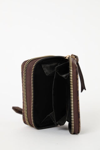 Double Zip Puller Monogram Wallet - Brown