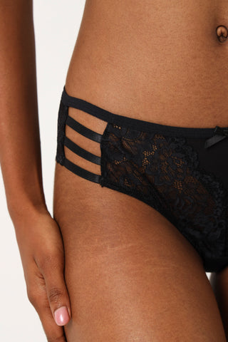 2 Pack Strappy Lace Brazilian Panty - Pink