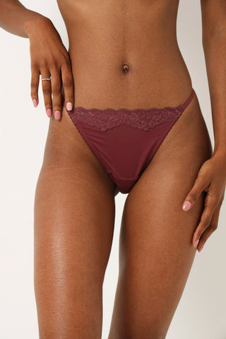 2 Pack Microfiber Lace G-String  Panty - Black