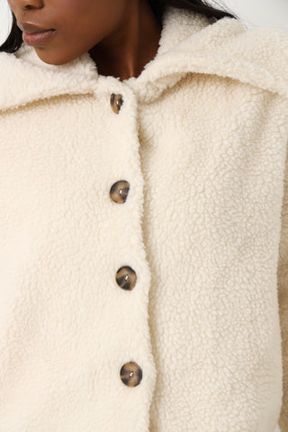 Large Collar Sherpa Jacket - Cream