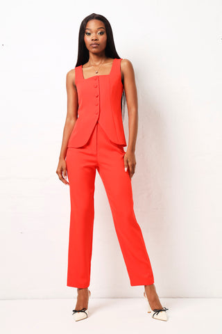 Sleeveless Square Neck Waistcoat - Orange