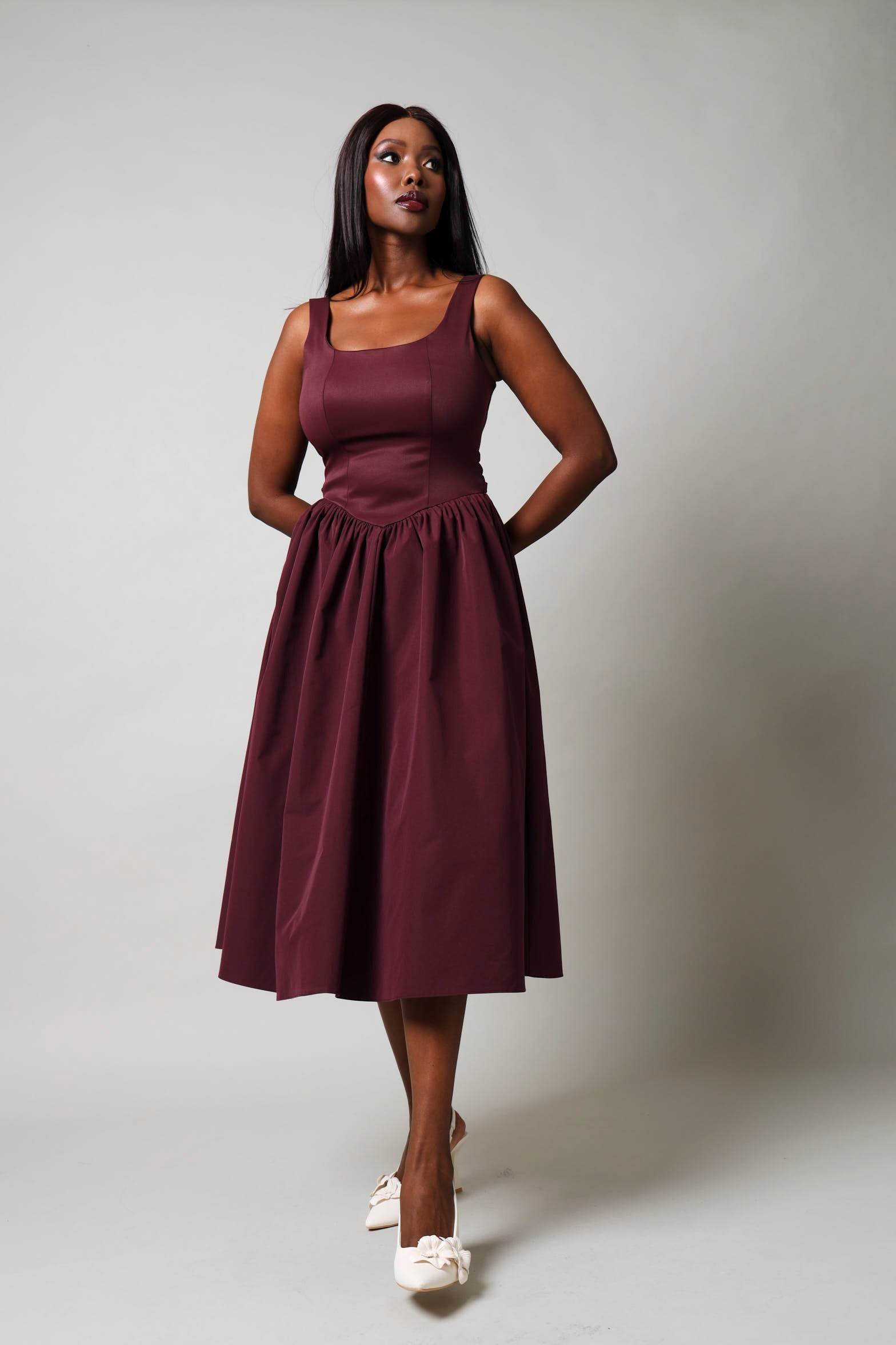 Sleeveless Prom Dress - Burgundy LEGiT Sleeveless Prom Dress - Burgundy LEGiT