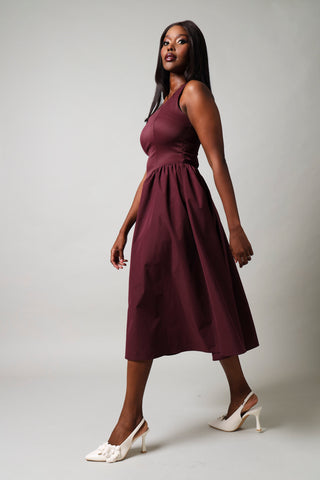 Sleeveless Prom Dress - Burgundy