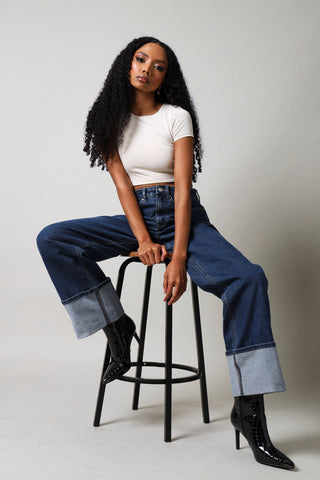 Heeled Ankle Croc Boot - Black