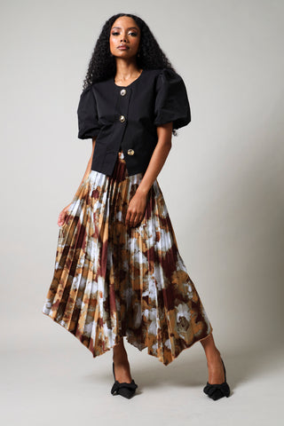 Hanky Hem Pleated Skirt - Multi
