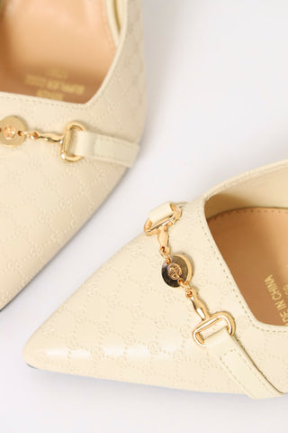 Mid Stiletto Monogram Embossed Slingback Court Heel - Off White