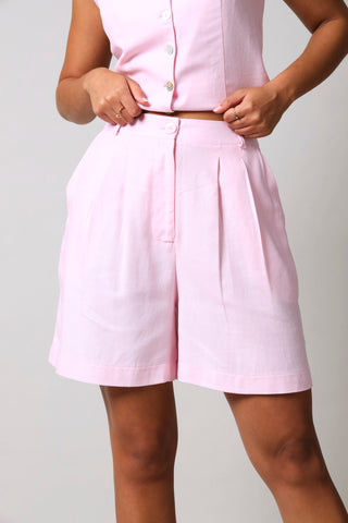 Linen Bermuda Shorts - Pink
