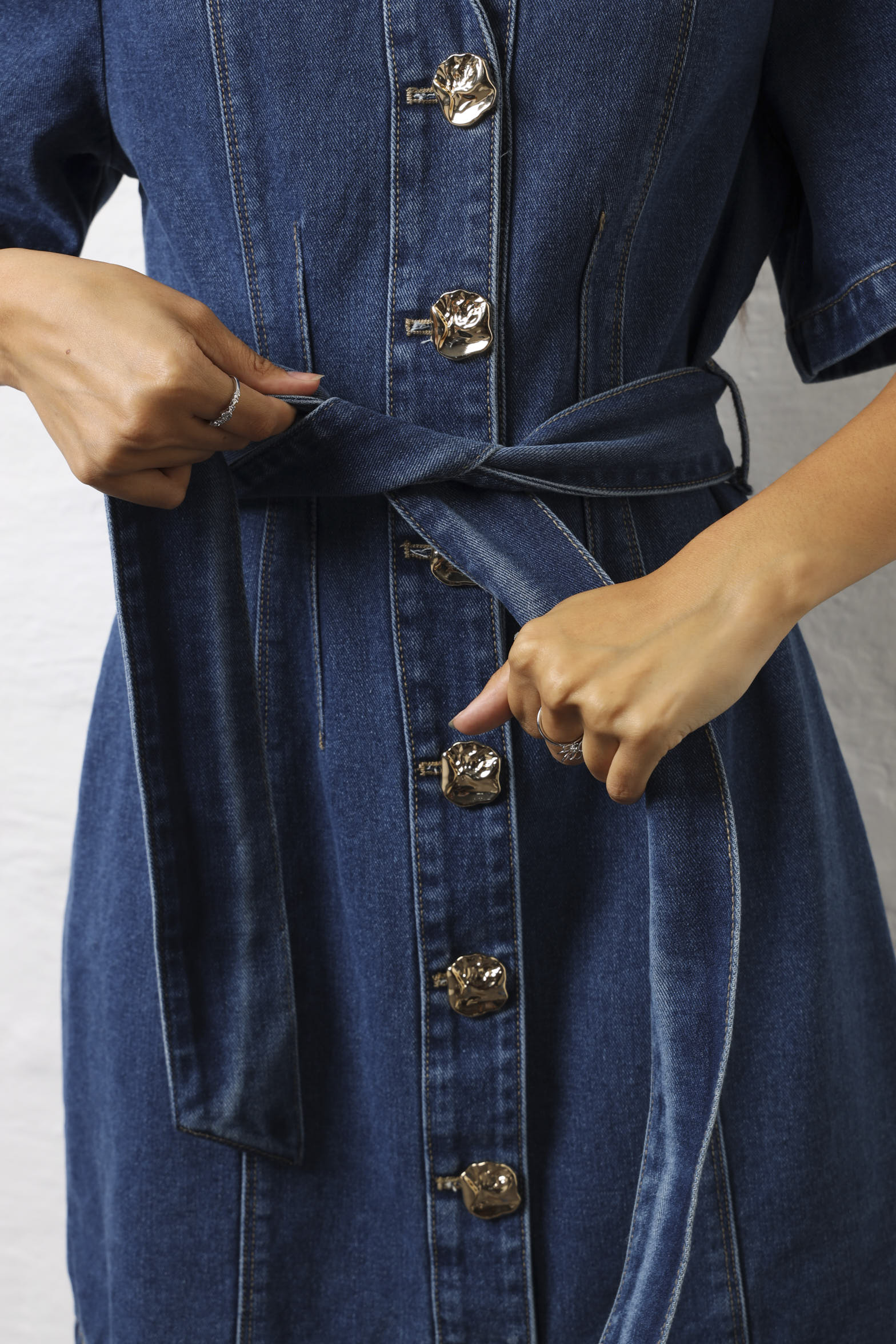 Short Sleeve Belted Denim Blazer Mini Dress - Salty Medium Wash LEGiT Short Sleeve Belted Denim Blazer Mini Dress - Salty Medium Wash LEGiT