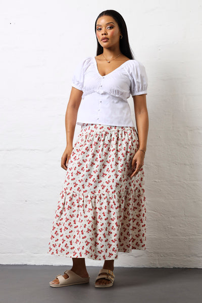 Puff Sleeve Button Front Poplin Top - White – LEGiT