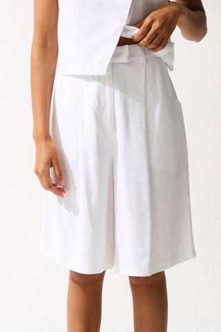 Linen Look Bermuda Shorts - White