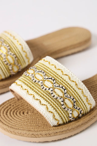 One Strap Rope Weave Sandal - White