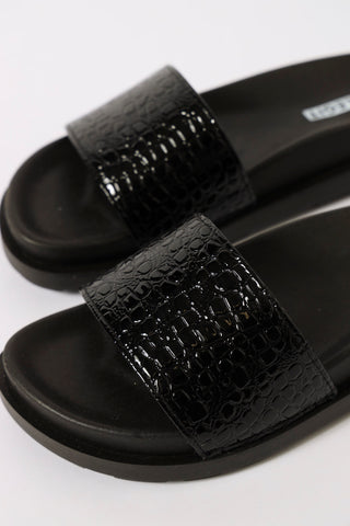 One Strap Textured Sandal - Black