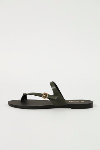 Asymmetrical Strap With Buckle Detail Sandal - Fatigue
