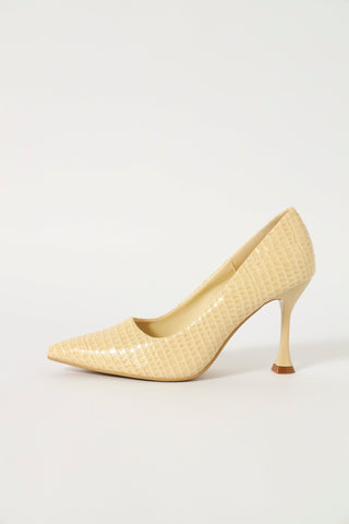 High Shaped Stiletto Classic Full Court Heel - Off White
