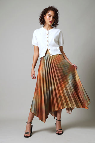 Hanky Hem Pleated Skirt - Multi