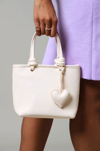 Double Knot Shell Charm Tote Bag - Cream