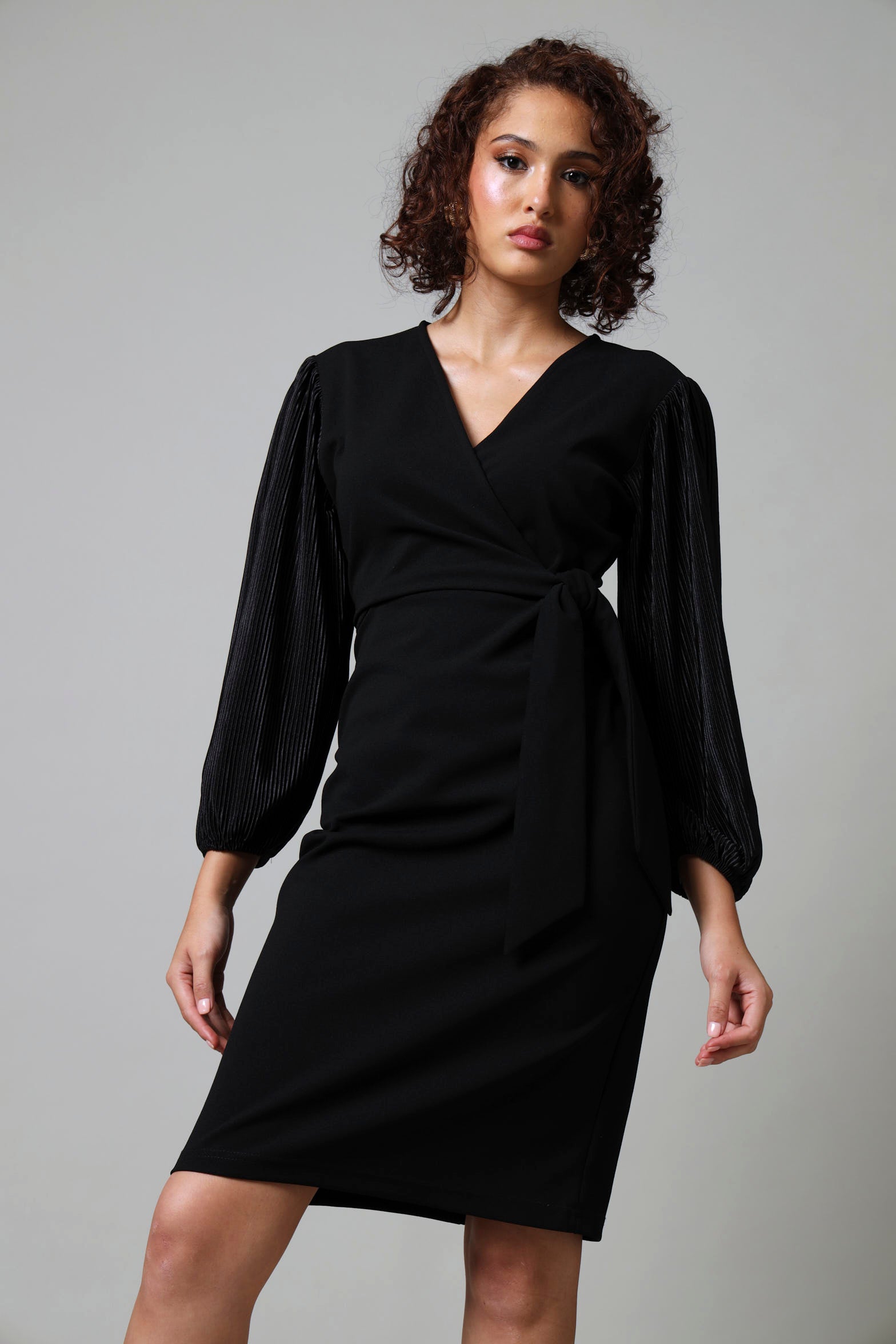 3/4 Sleeve Bodre Wrap Dress - Black LEGiT 3/4 Sleeve Bodre Wrap Dress - Black LEGiT
