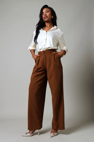 Longsleeve Fancy Button Satin Shirt - Cream