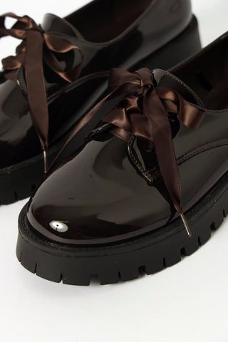 Chunky Lace Up With Ribbon Bow - Bitter Chocolate