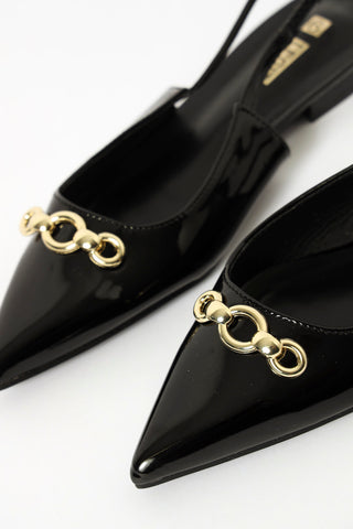 Chain Detail Slingback Pump  - Black