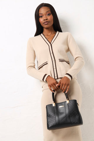 Monogram Embossed Shopper Bag - Black