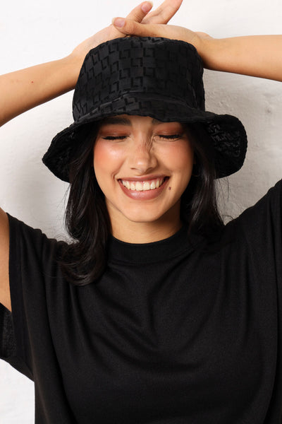 Sheer Monogram Bucket Hat - Black – LEGiT