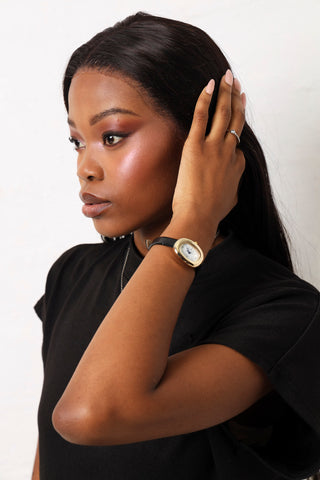 Minimal Oval Dial Watch - Black