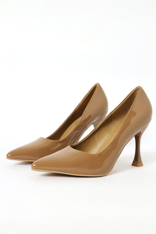Classic Full Court Patent Stiletto Heel - Taupe